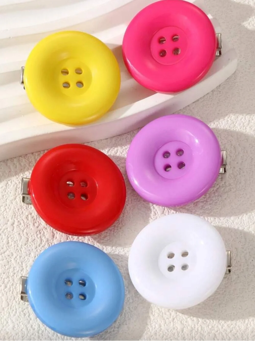 Multicolor Button Hair Clips - Women Accessories